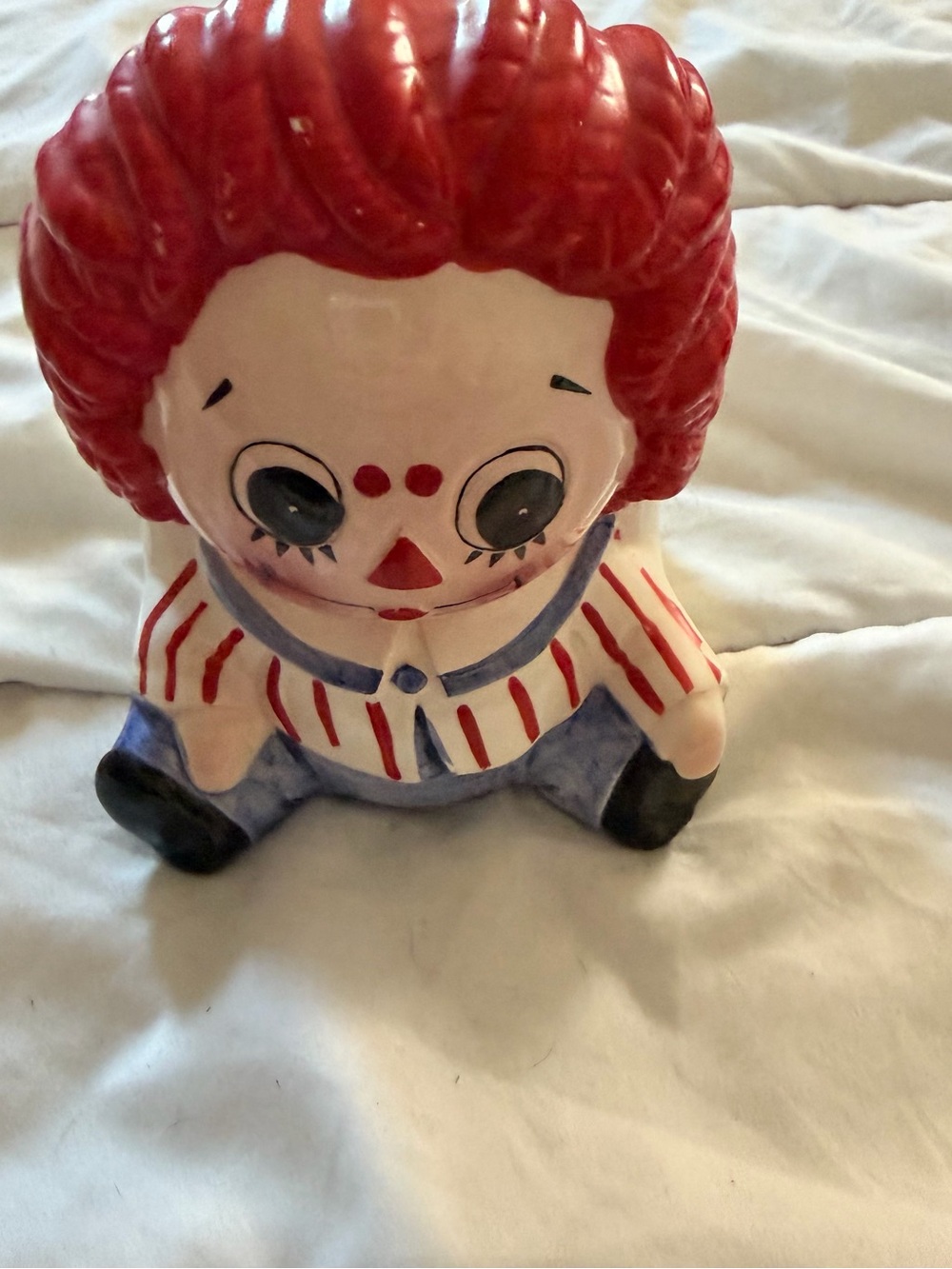 Vintage 1970s Raggedy Ann Ceramic Planter - Hand-Painted - Kitsch Decor